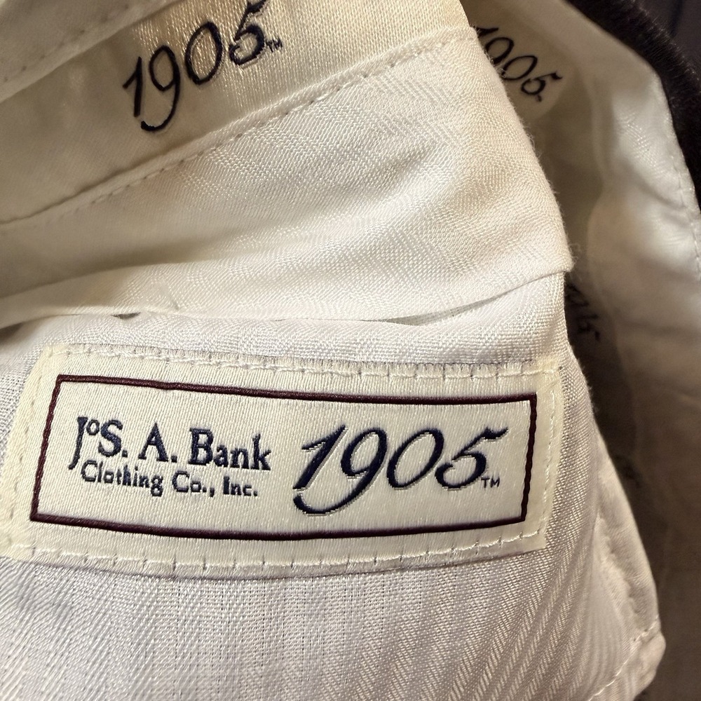 Jos. A. Bank 1905 Dress Pant Mens 34R Dark Gray Suit Separate Unhemmed Wool - Picture 8 of 11